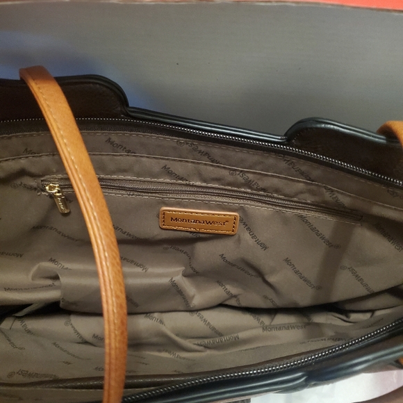 Montana West Brown and Tan Tote Bag NWT - Picture 7 of 9
